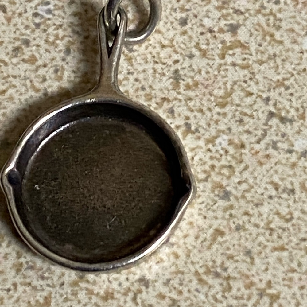 James Avery skillet frying pan sterling silver charm with cut jump ring
